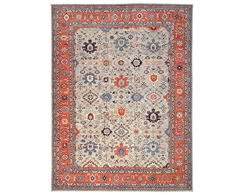 9x12 Gray Aryana Afghan Hand Knotted Veg Dye Wool Area Rug